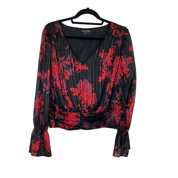 Lane Bryant Floral Top 16 Black Whimsigoth Fairy Dark Romantic Boho Western 80s - Picture 1 of 13